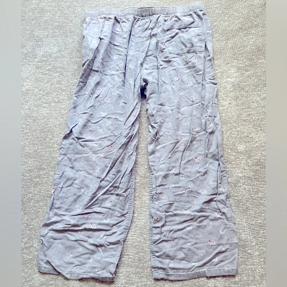 J. Crew Polar Bear Pajama Pants Cotton Flannel‎ Christmas Holiday Red Hats XL